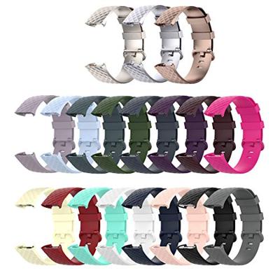 Fitbit Charge 3 & 4 siliconen diamant pattern bandje - Maat: Small - Donker paars - thumbnail