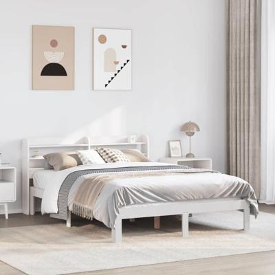 Bedframe met hoofdeinde zonder matras 160x200 cm wit
