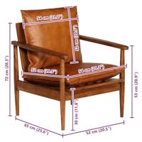 Fauteuil echt leer met acaciahout bruin - thumbnail