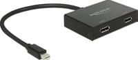Delock 87695 DisplayPort-splitter Met metalen behuizing, Met ingebouwde converter Zwart - thumbnail