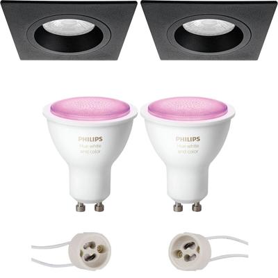 Philips Hue Inbouw LED Spot Set 93mm Mat Zwart - GU10 White & Color