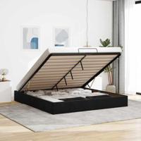 Ottoman bedframe zonder matras 200x200 cm fluweel zwart - thumbnail