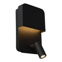 Lucide BOXER - Bedlamp / Wandlamp - LED - 3000K - Met USB oplaadpunt - Zwart - thumbnail