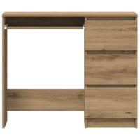 Bureau 90x45x76 cm bewerkt hout artisanaal eikenkleur - thumbnail