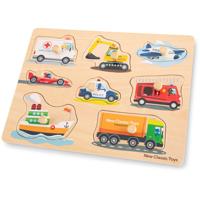 New Classic Toys Peg Puzzle Transport vormenpuzzel 8 stukjes - thumbnail