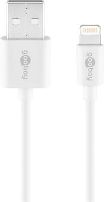 Goobay 54600 Lightning-kabel 1 m/Apple Lightning naar USB A oplaadkabel/high-speed 480 Mbits/oplaadkabel mobiele telefoon oplaadkabel iPad iPhone AirPods/wit / 1 m