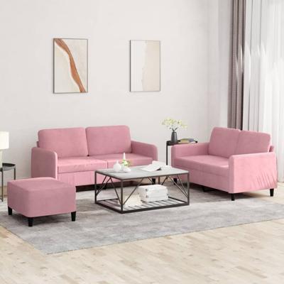 3-delige Loungeset fluweel roze