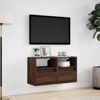 Tv-wandmeubels met LED 2 st 41x31x45 cm bruin eikenkleurig - thumbnail