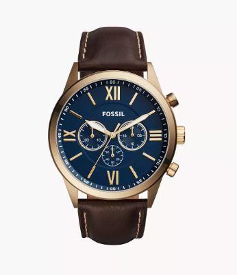Horlogeband Fossil BQ2095 Leder Donkerbruin 26mm