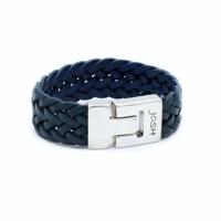 Josh leren armband 24340 Jeans blauw - thumbnail