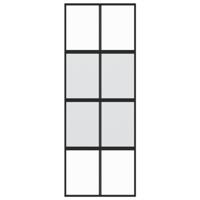 Schuifdeur 76x205 cm gehard glas en aluminium zwart - thumbnail