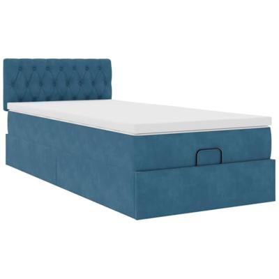 Ottoman bed met matras en LED's 100x200 cm fluweel donkerblauw