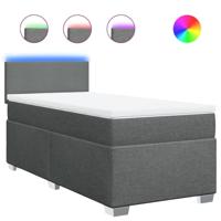 Boxspring met matras stof donkergrijs 90x190 cm - thumbnail