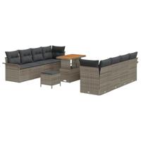 Tuinbankenset met kussen 11 pcs Grijs poly rattan - thumbnail