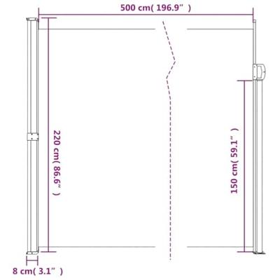 VidaXL Windscherm uittrekbaar 220x500 cm zwart