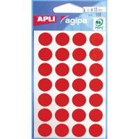 Agipa ronde etiketten in etui diameter 15 mm, rood, 168 stuks, 28 per blad - thumbnail