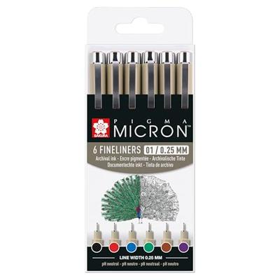 Sakura pigma micron 01 etui met 6 basic kleuren