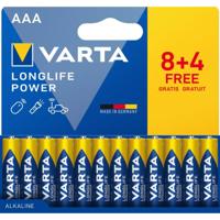 Varta batterij Longlife Power AAA, blister van 8 + 4 - thumbnail