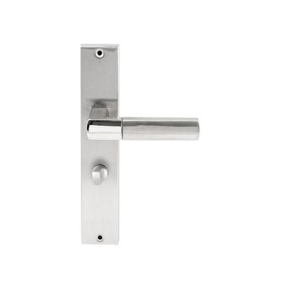 Hardbrass Deurkruk Rhodos op rechthoekig langschild WC63/8mm - RVS Hardbrass Deurkruk Rhodos op rechthoekig langschild WC63/8mm - RVS