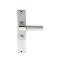 Hardbrass Deurkruk Rhodos op rechthoekig langschild WC63/8mm - RVS - thumbnail