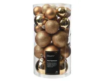 Decoris kerstballen set Plastic 30st pecannoot bruin 4-5-6cm - thumbnail