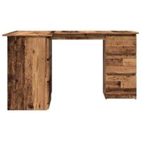 Hoekbureau 145x100x76 cm bewerkt hout oud houtkleurig - thumbnail