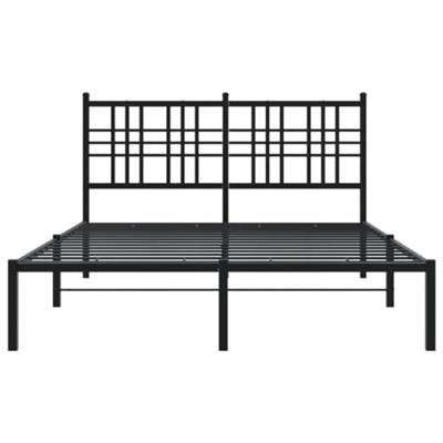 Bedframe met hoofdbord metaal zwart 135x190 cm