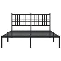 Bedframe met hoofdbord metaal zwart 135x190 cm - thumbnail