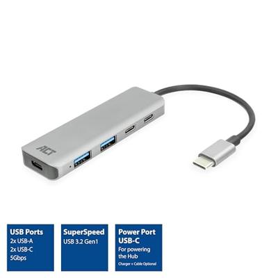 ACT USB-C hub 3.0. 2x USB-A. 2x USB-C