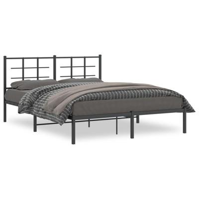 Bedframe met hoofdbord metaal zwart 160x200 cm Bedframe met hoofdbord metaal zwart 160x200 cm