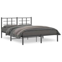 Bedframe met hoofdbord metaal zwart 160x200 cm - thumbnail