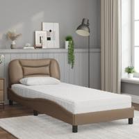Bed met matras kunstleer cappuccinokleurig 90x200 cm - thumbnail