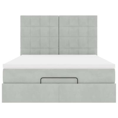 Ottoman bed met matrassen en LED's 140x200cm fluweel lichtgrijs