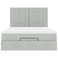 Ottoman bed met matrassen en LED's 140x200cm fluweel lichtgrijs - thumbnail
