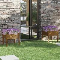 Plantenbakken 2 st 70x70x70 cm massief grenenhout honingbruin - thumbnail