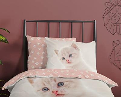 Good Morning Kinderdekbedovertrek "poes" - Ecru - (140x200/220 cm) - Katoen