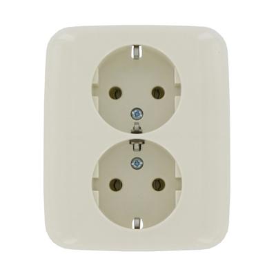 Busch Jaeger CREME inbouw stopcontact RA dubbel - 4695010 Busch Jaeger CREME inbouw stopcontact RA dubbel - 4695010