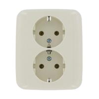 Busch Jaeger CREME inbouw stopcontact RA dubbel - 4695010 - thumbnail