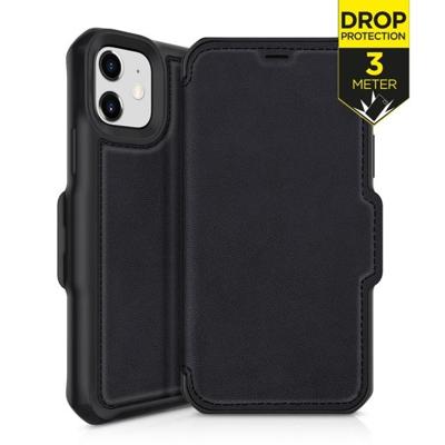 ITSKINS Level 2 HybridFolio Leather for Apple iPhone 12 Mini Pure Black