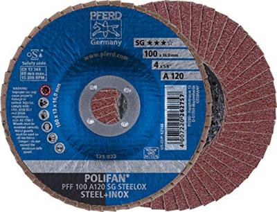PFERD TOOLS 67612100 PFF 100 A 120 SG STEELOX/16,0 Lamellenschijf Diameter 100 mm Boordiameter 16 mm RVS, Staal 10 stuk(s) PFERD TOOLS 67612100 PFF 100 A 120 SG STEELOX/16,0 Lamellenschijf Diameter 100 mm Boordiameter 16 mm RVS, Staal 10 stuk(s)
