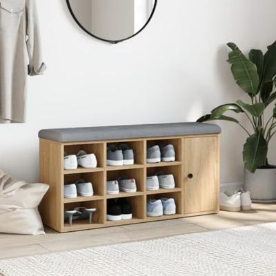 Schoenenbank 102x32x50 cm bewerkt hout sonoma eikenkleurig