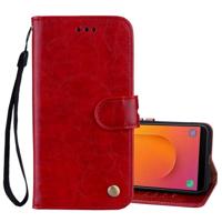 Business stijl olie Wax textuur horizontale Flip leergeval met houder & kaartsleuven & portemonnee voor Galaxy J8 (2018) (EU versie) (rood) - thumbnail