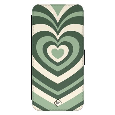 Samsung Galaxy S22 flipcase - Hart swirl groen Samsung Galaxy S22 flipcase - Hart swirl groen