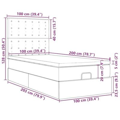 Ottoman bed met matras en LED's 100x200cm kunstleer zwart