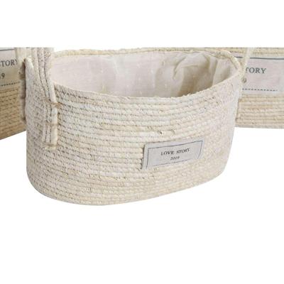 Basket spelset DKD Home Decor Natuurlijk Lichtbruin Natuurlijke Vezel Boho 34 x 23 x 20 cm 3 Onderdelen