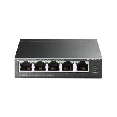 TP-Link TL-SF1005LP 5-poorts Fast Ethernet PoE Switch (5 poorten met 10/100Mbit/s, waarvan 4 met PoE-ondersteuning, 41 Watt, afgeschermde RJ-45-poorten, plug-and-play-installatie, zonder lucht) zwart