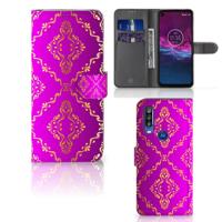 Wallet Case Motorola One Action Barok Roze - thumbnail