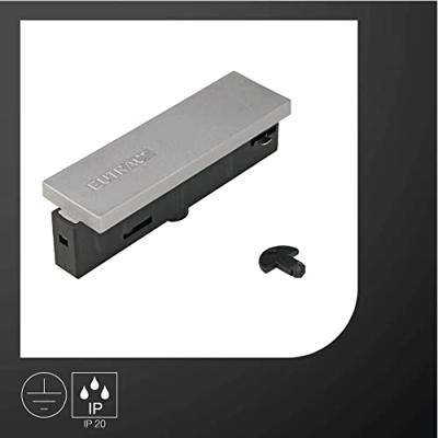 Eutrac 145534 230V-railsysteemcomponenten Koppelstuk Middenvoeding Zilver-grijs Eutrac 145534 230V-railsysteemcomponenten Koppelstuk Middenvoeding Zilver-grijs