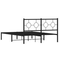 Bedframe met hoofdbord metaal zwart 135x190 cm - thumbnail