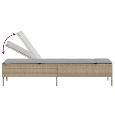 Ligbed met kussen poly rattan beige Ligbed met kussen poly rattan beige